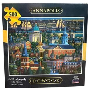 Vintage Dowdle Folk‎ Art "Annapolis" Maryland Puzzle 500 Pieces 16" x 20"
